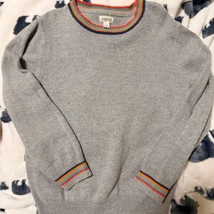 Gymboree boys 5/6 Gray Crewneck Sweater with Colorful Trim